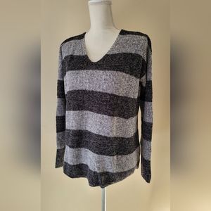 Grey and black v-neck sweater